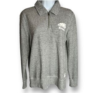 ROOTS Sweater Original Zip Polo Women’s Medium 1/4 Zip Salt Pepper Long Sleeve